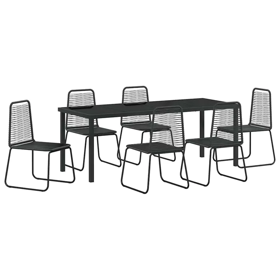 Ensemble de salle à manger pour jardin 7 pcs Noir - 2
