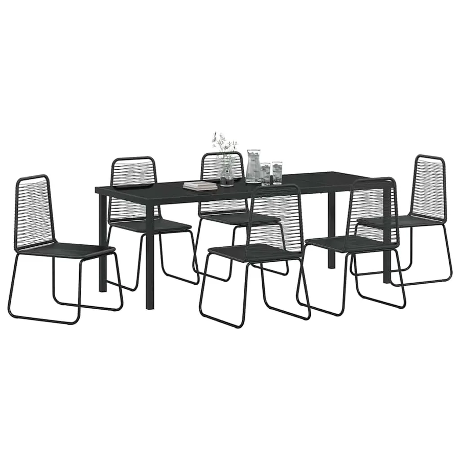 Ensemble de salle à manger pour jardin 7 pcs Noir - 3