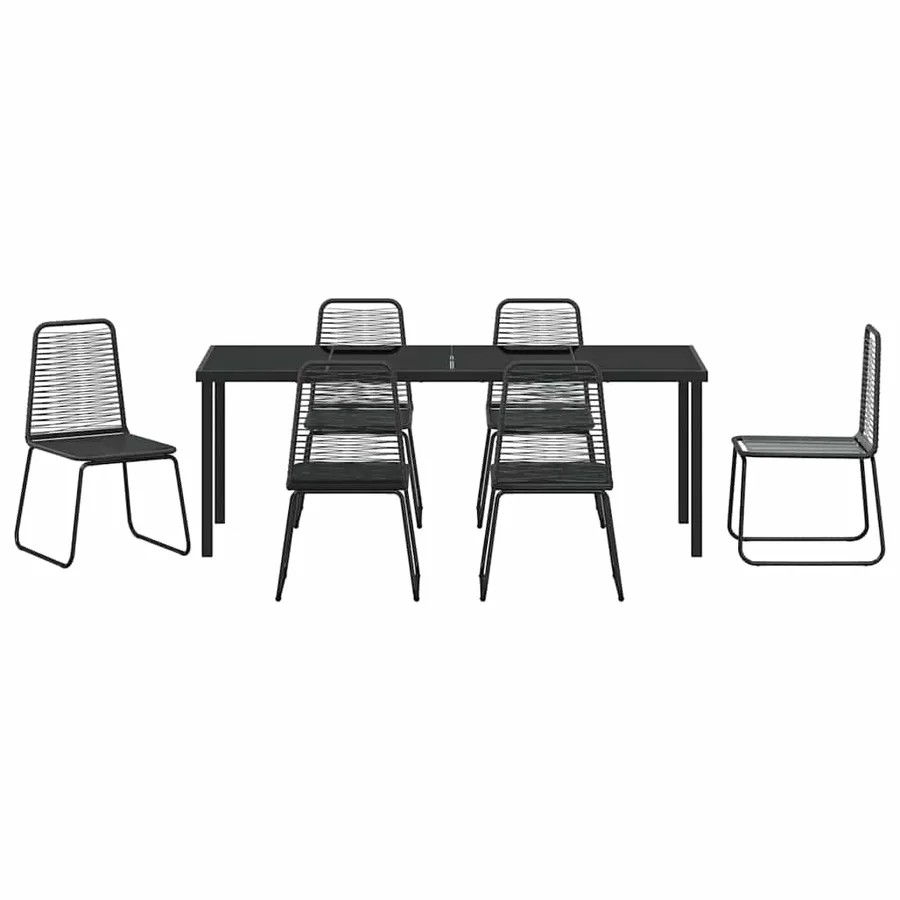Ensemble de salle à manger pour jardin 7 pcs Noir - 7