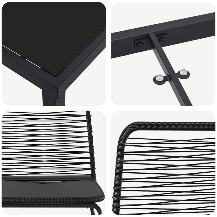 Ensemble de salle à manger pour jardin 7 pcs Noir - 9