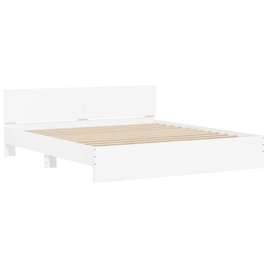 Cadre de lit Montage mural Blanc 193 x 203 cm Bois d'ingénierie - 2