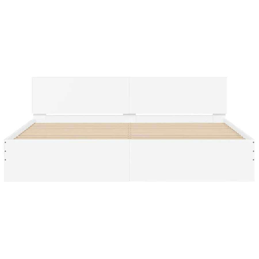 Cadre de lit Montage mural Blanc 193 x 203 cm Bois d'ingénierie - 5