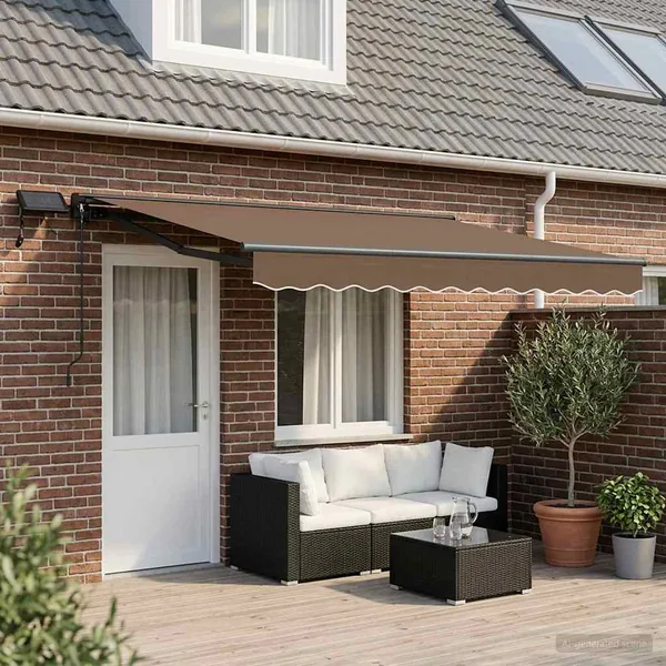 Cadre de store manuel avec LEDs Taupe 5 x 3 m