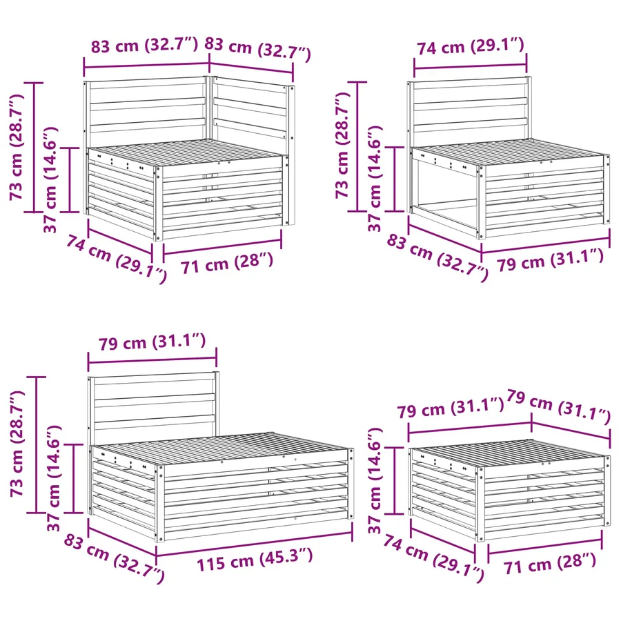 6 pcs Ensemble de canapés d'extérieur Blanc - 11