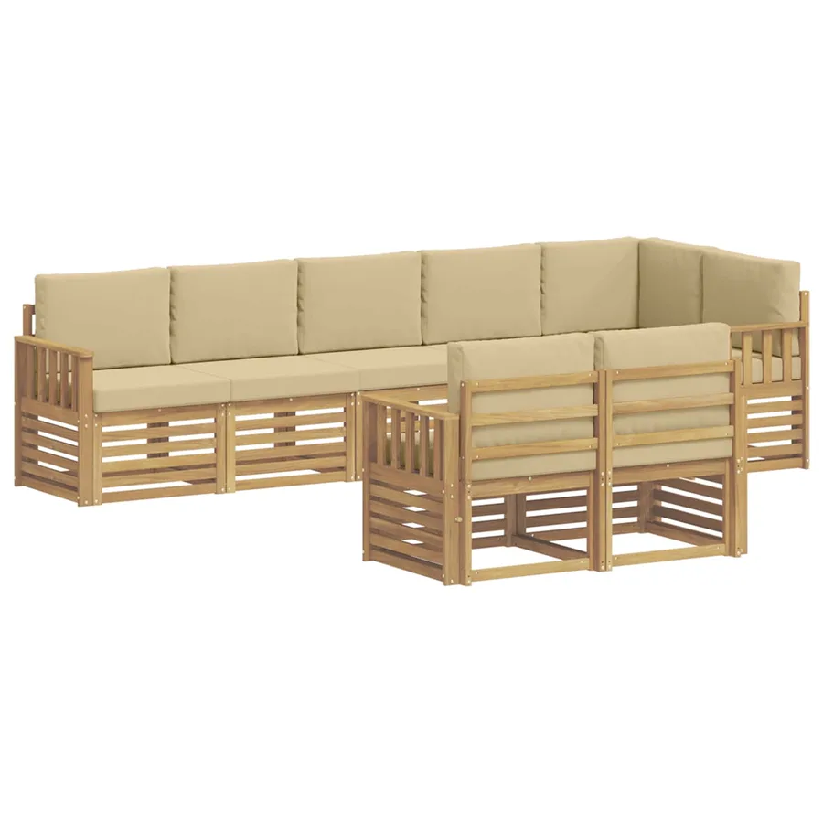 Ensemble de canapés d'extérieur 8 pcs Blanc et Beige - 2