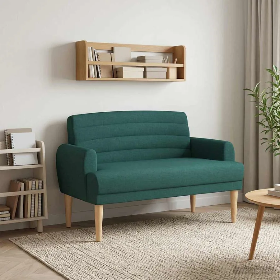 Canapé love seat avec capitonnage en boutons Vert foncé Tissu
