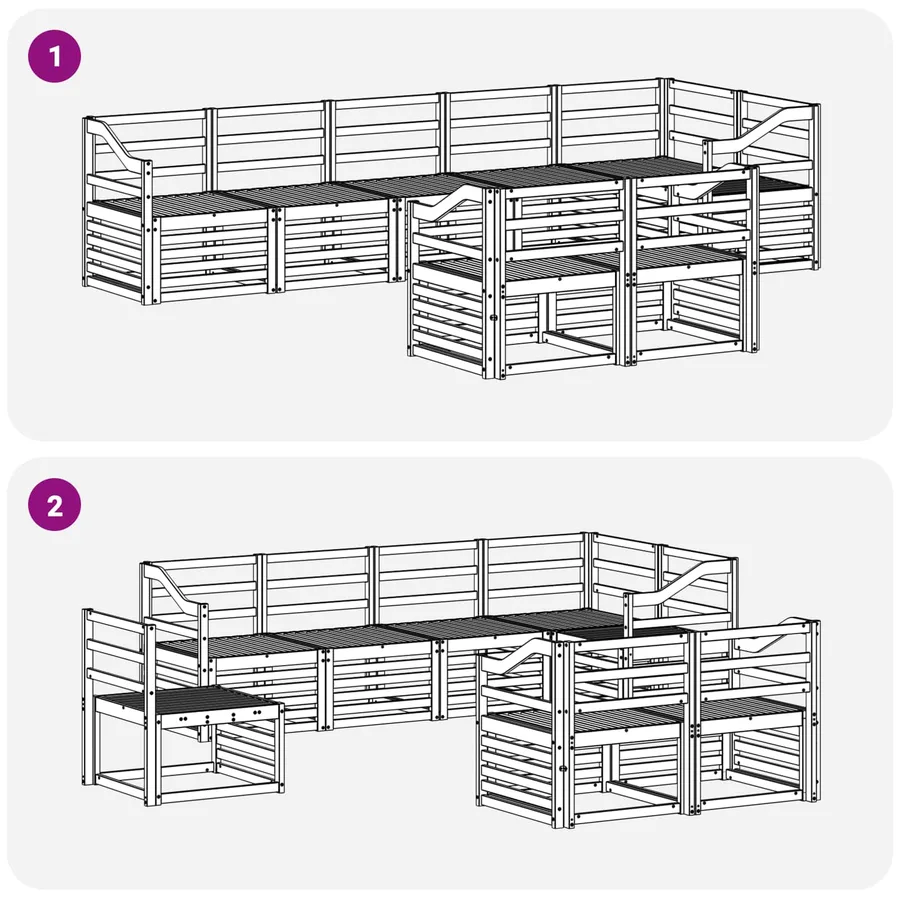 Ensemble de canapés d'extérieur 8 pcs Blanc 304 x 126,5 x 73 cm - 6