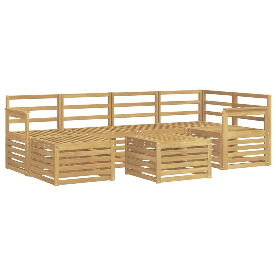 Ensemble de canapés d'extérieur 7 pcs Blanc Polyester - 2