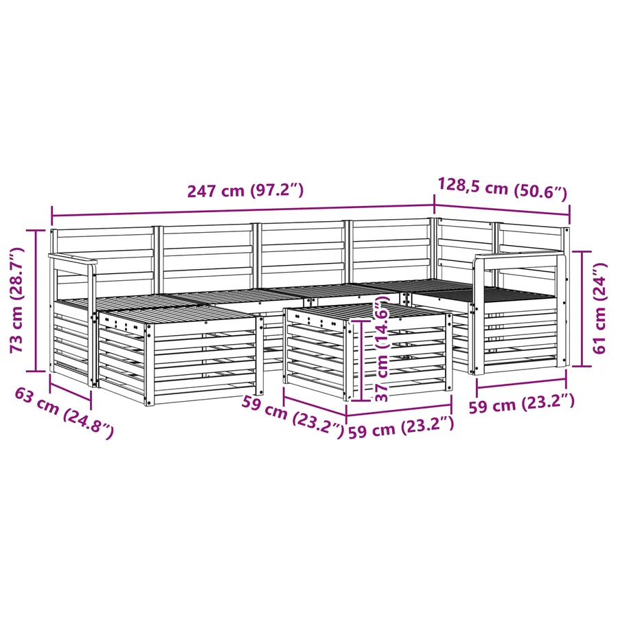 Ensemble de canapés d'extérieur 7 pcs Blanc Polyester - 9
