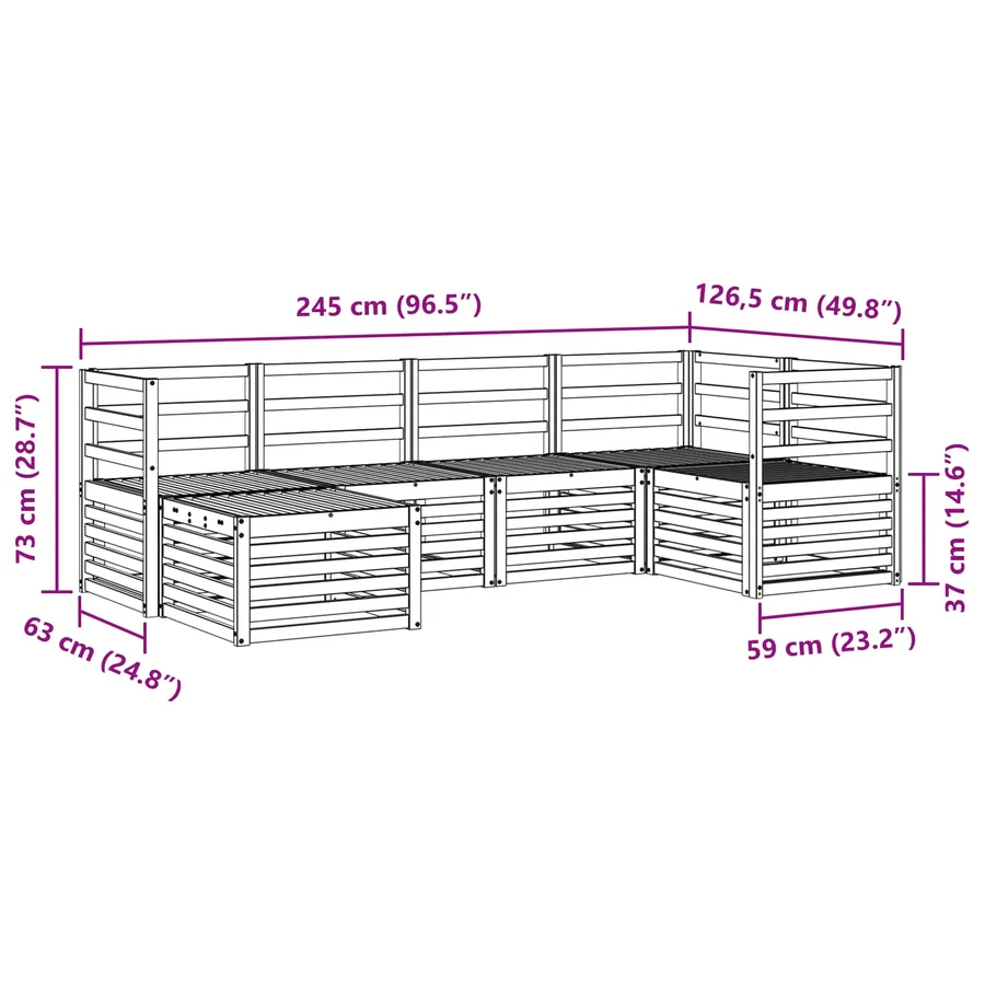 Ensemble de canapés d'extérieur 6 pcs Blanc Polyester - 8