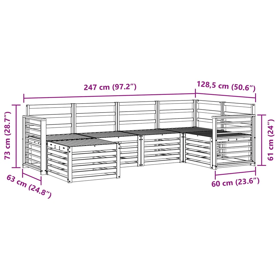 Ensemble de canapés d'extérieur 6 pcs Blanc Polyester - 8