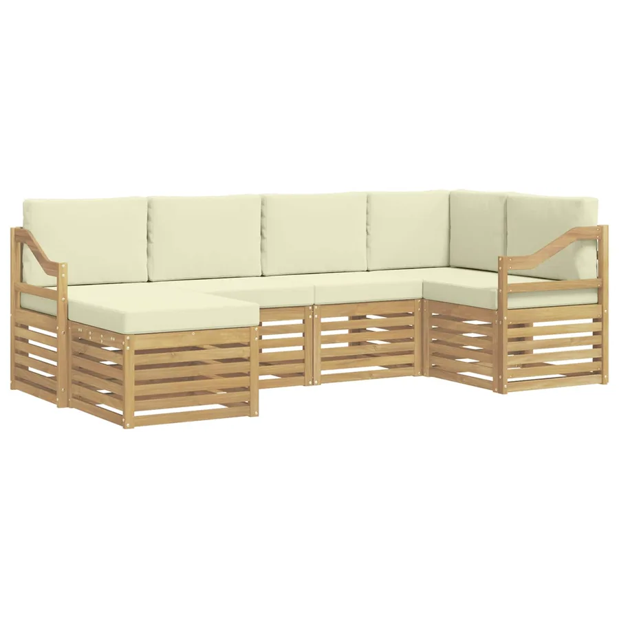 Ensemble de canapés d'extérieur 6 pcs Blanc et crème Polyester - 2