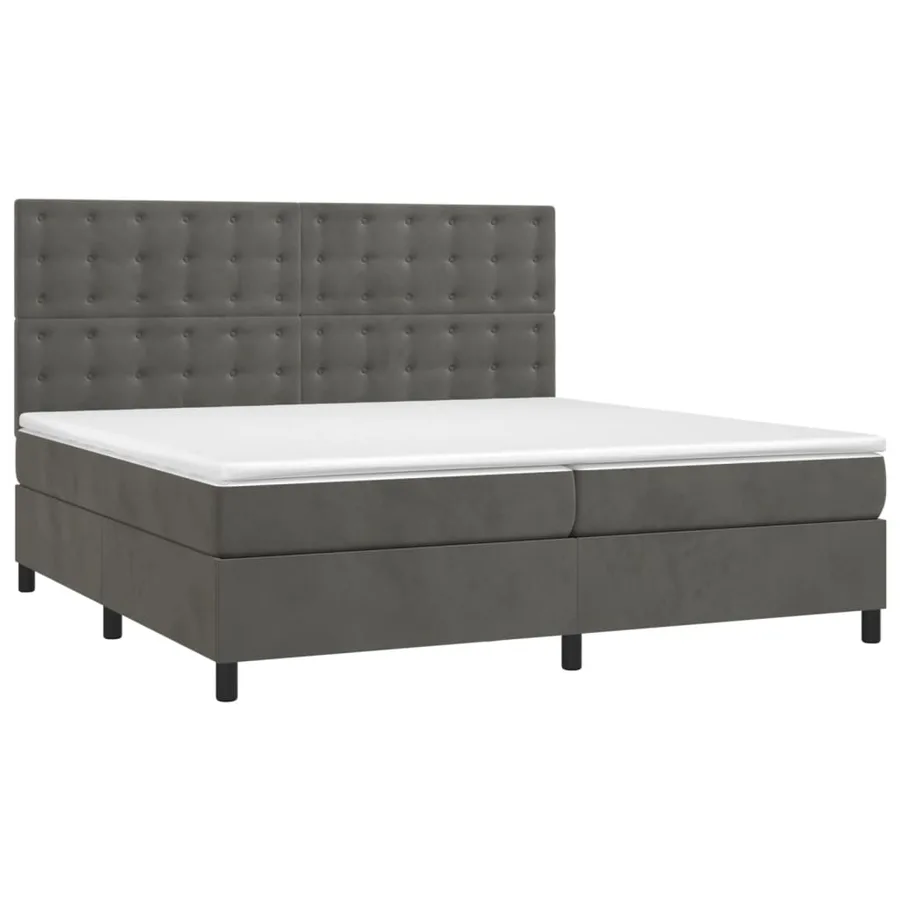 Sommier à lattes de lit matelas et LED Gris foncé 200x200 cm - 3