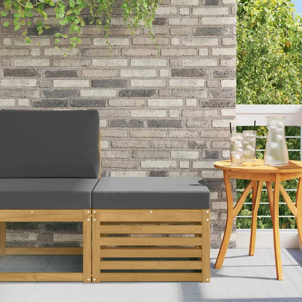 Pouf d'Extérieur Bois d'Acacia Massif Blanc