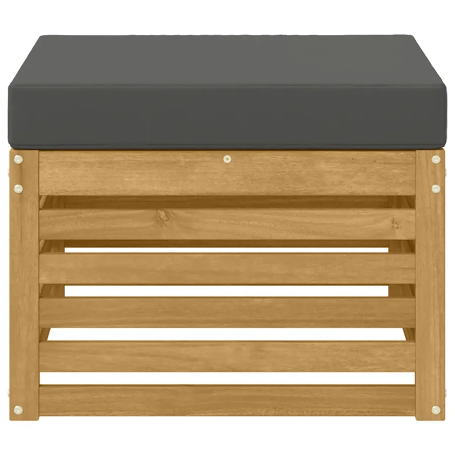 Pouf d'Extérieur Bois d'Acacia Massif Blanc - 3