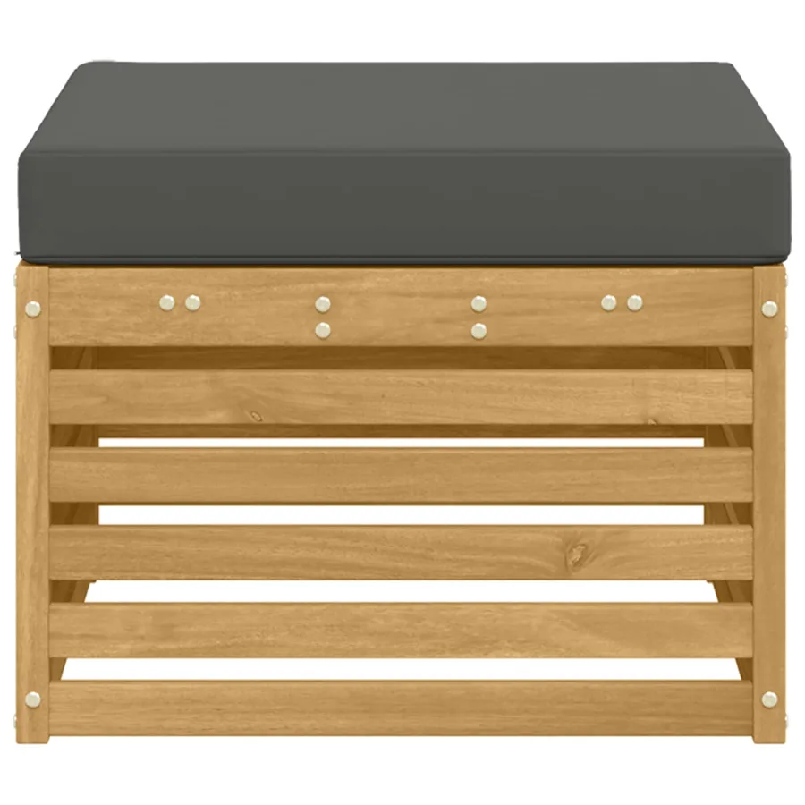 Pouf d'Extérieur Bois d'Acacia Massif Blanc - 4