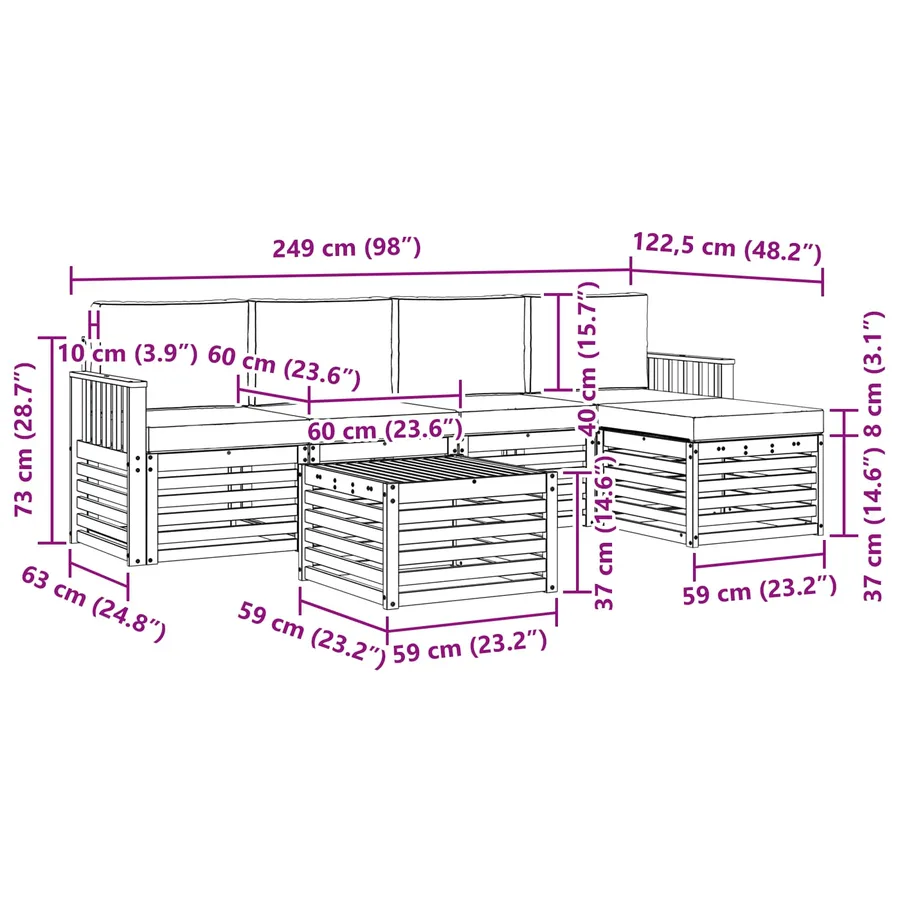 Ensemble de canapés d'extérieur 6 pcs Blanc et anthracite - 7