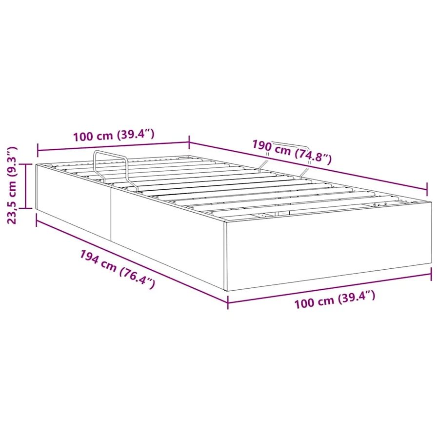 Lit de Rangement avec stockage Gris foncé 100 x 190 cm Velours - 13