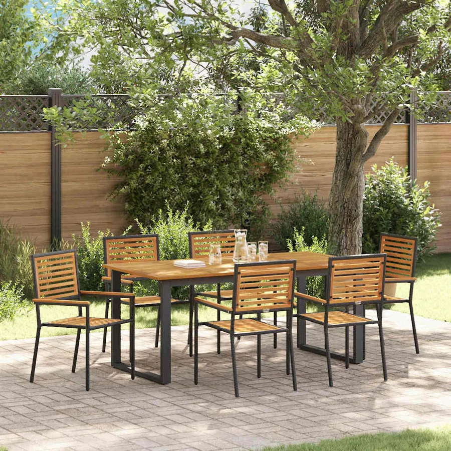 Ensemble de salle à manger pour jardin 7 pcs Noir