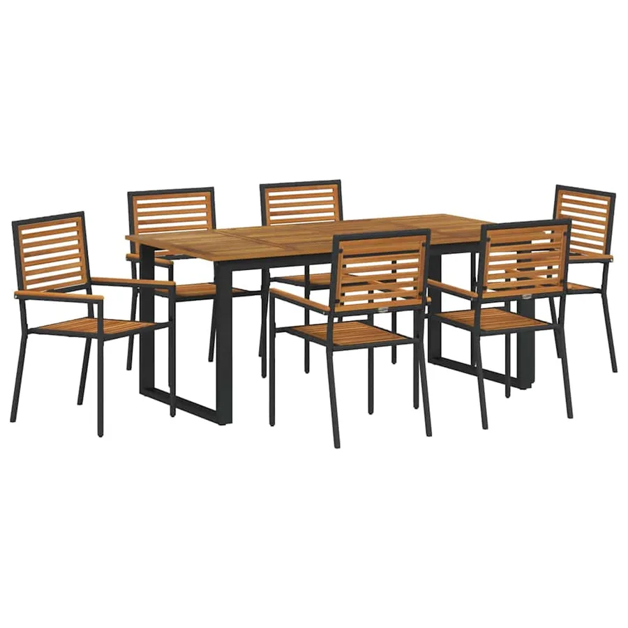 Ensemble de salle à manger pour jardin 7 pcs Noir - 2