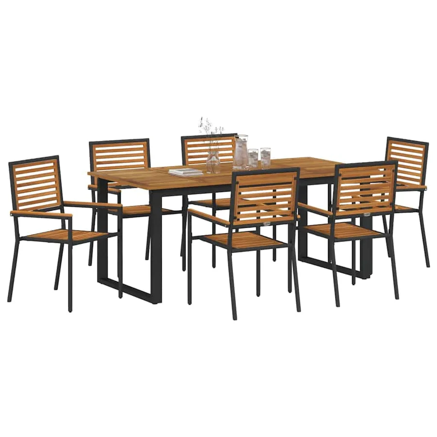 Ensemble de salle à manger pour jardin 7 pcs Noir - 3