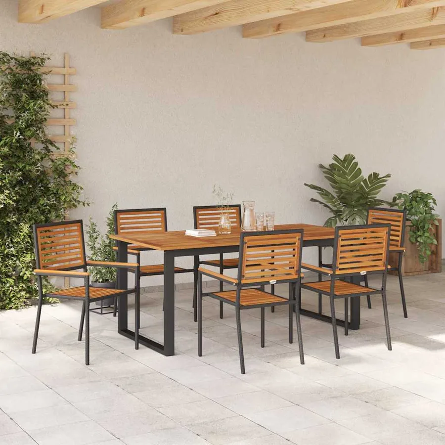 Ensemble de salle à manger pour jardin 7 pcs Noir - 4