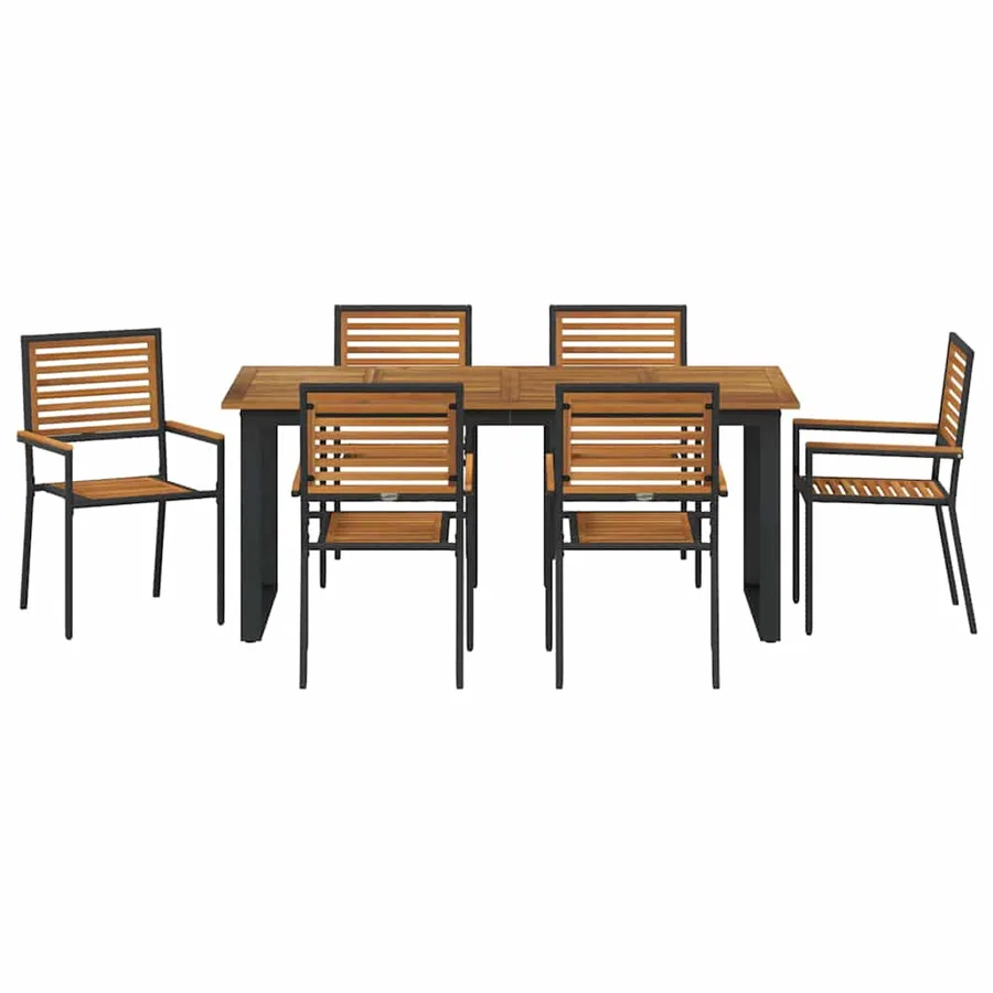 Ensemble de salle à manger pour jardin 7 pcs Noir - 7
