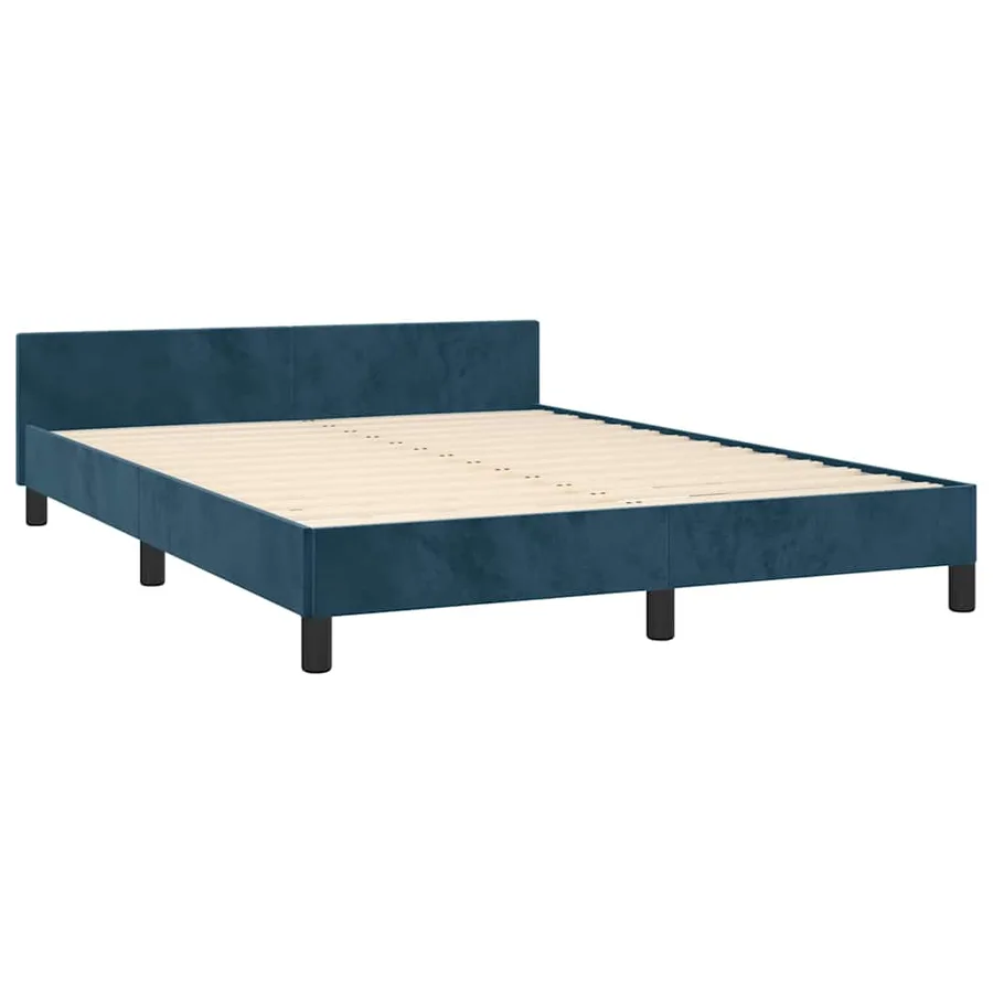 Cadre de lit sans matelas bleu foncé 140x190 cm velours - 5