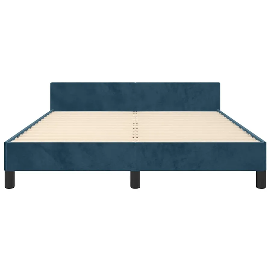 Cadre de lit sans matelas bleu foncé 140x190 cm velours - 6