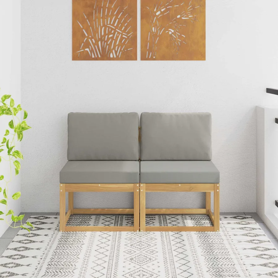 2 Pièce Sofa de milieu extérieur Bois d'Acacia Massif Blanc