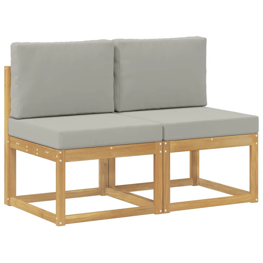 2 Pièce Sofa de milieu extérieur Bois d'Acacia Massif Blanc - 2