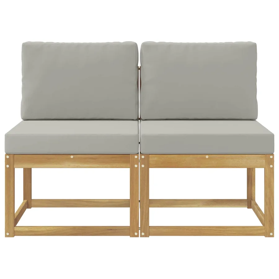 2 Pièce Sofa de milieu extérieur Bois d'Acacia Massif Blanc - 3