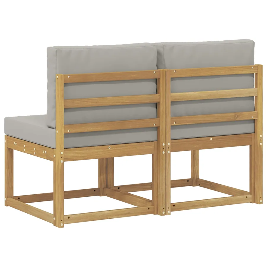2 Pièce Sofa de milieu extérieur Bois d'Acacia Massif Blanc - 5