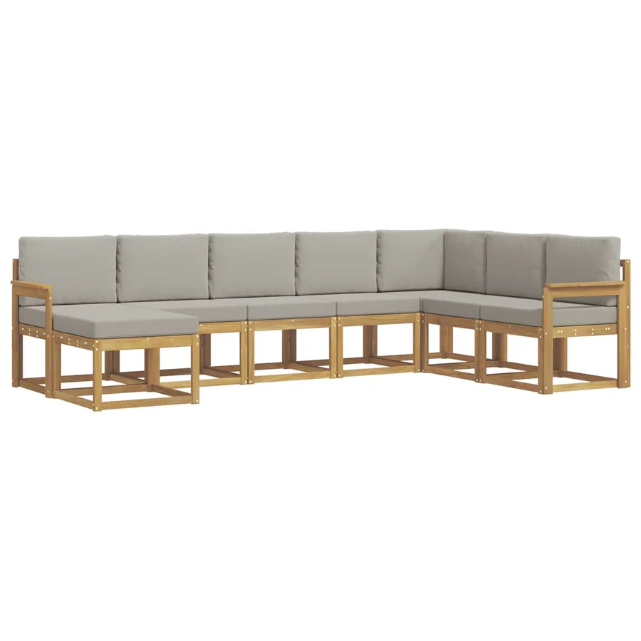 Ensemble de canapés d'extérieur 8 pcs Blanc et gris clair - 2