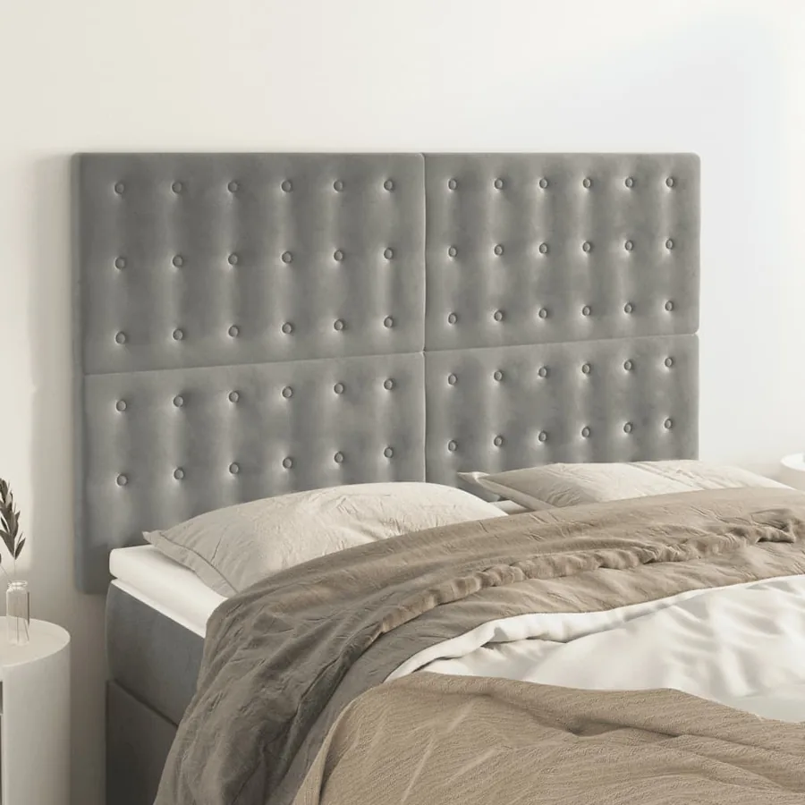 Tête de lit Gris clair 144 x 5 x 118/128 cm Velours