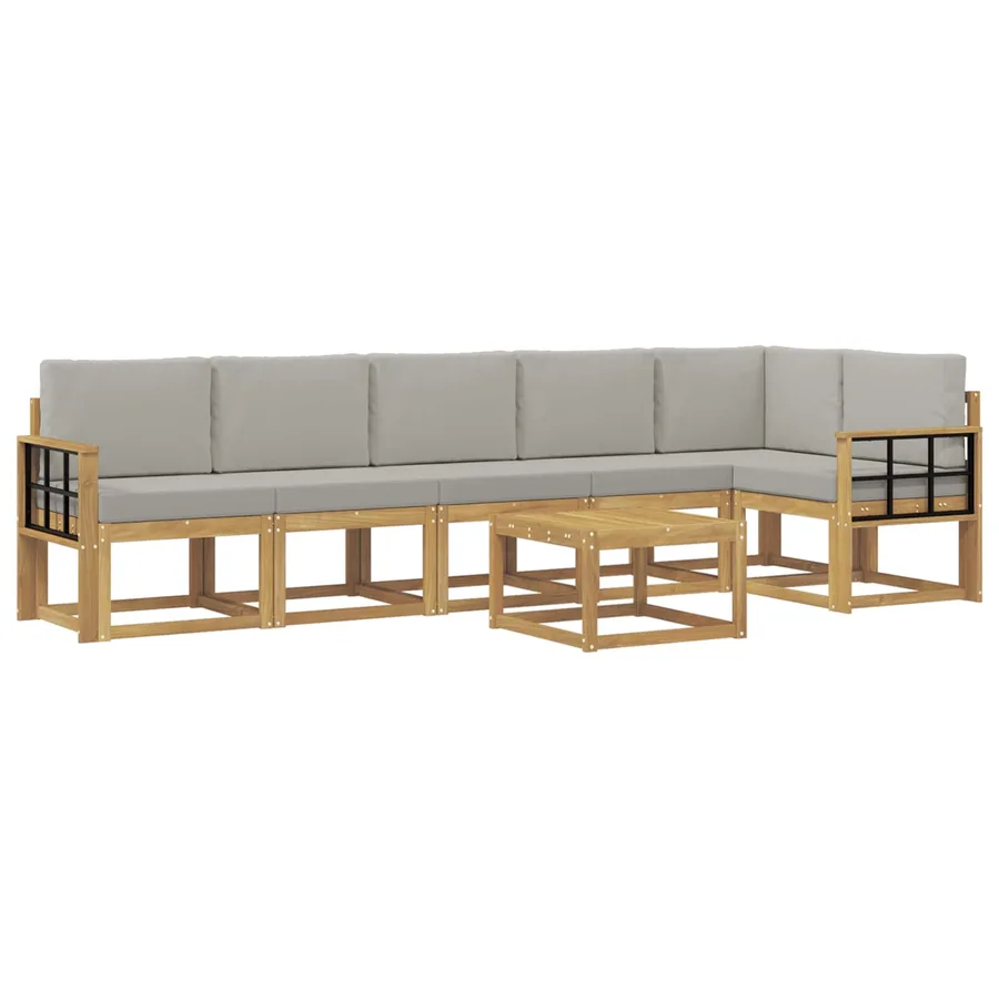 Ensemble de canapés d'extérieur 7 pcs Blanc et gris clair - 2