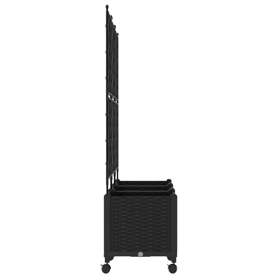 Bac de jardin avec treillis et roues 3 pc Noir PP - 3