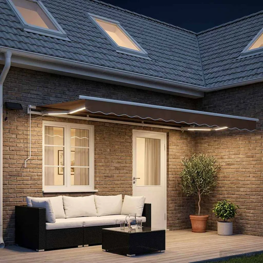 Auvent rétractable Taupe 500 × 350 cm Tissu et Aluminium - 3