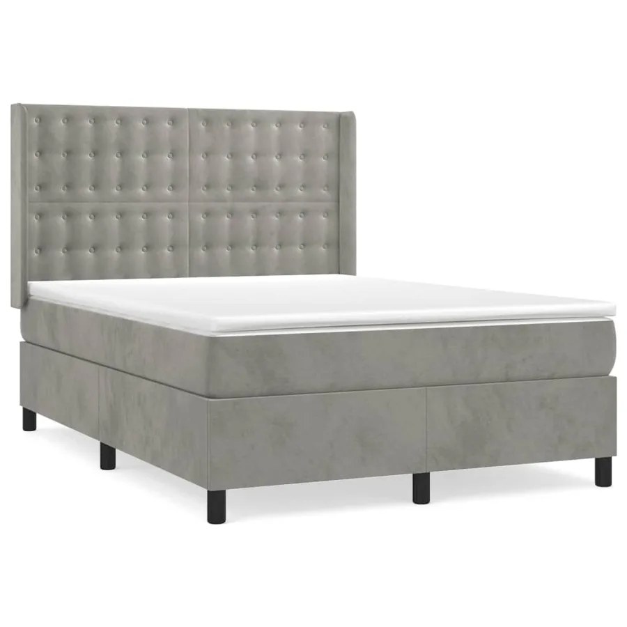 Sommier à lattes de lit et matelas Gris clair 140x200cm Velours - 2