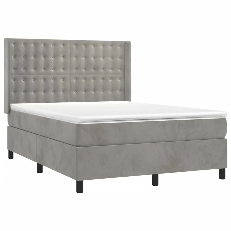 Sommier à lattes de lit et matelas Gris clair 140x200cm Velours - 3