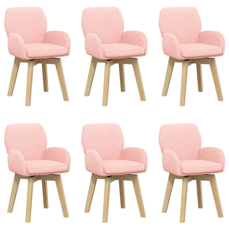 Chaises de salle à manger pivotantes 6 pcs Bouclé Rose - 2
