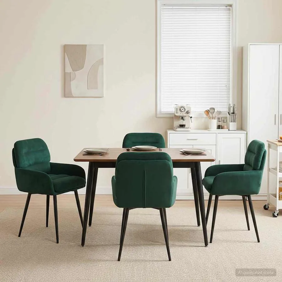 Chaises de salle à manger 4 pcs Velours Vert foncé