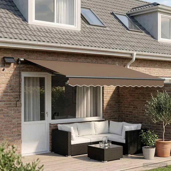 Auvent rétractable Taupe 400 × 300 cm Tissu et Aluminium