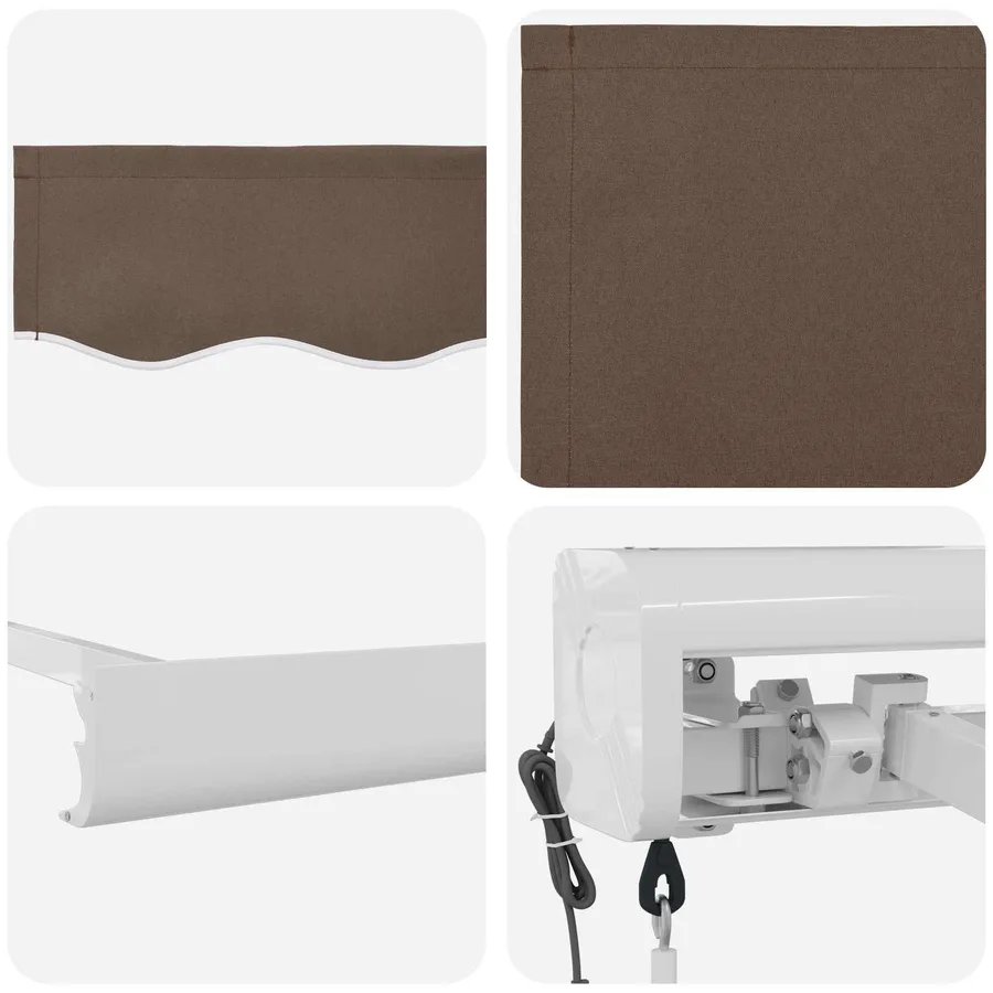 Auvent rétractable Taupe 350 x 250 cm Tissu et Métal - 4