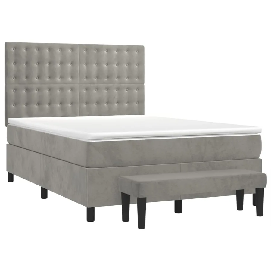 Sommier à lattes de lit et matelas Gris clair 140x200cm Velours - 3