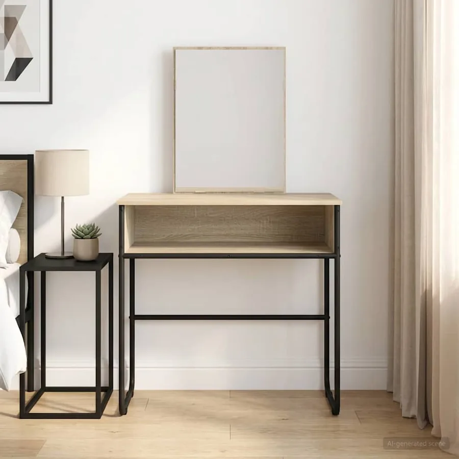 Table de Toilette avec étagère Chêne Sonoma 81 x 40 x 131 cm