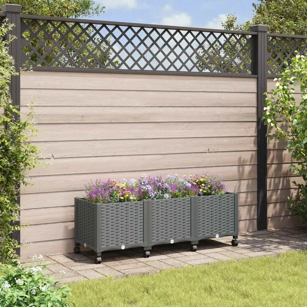 Jardinière avec Roues Gris clair 120 x 40 x 48 cm PP