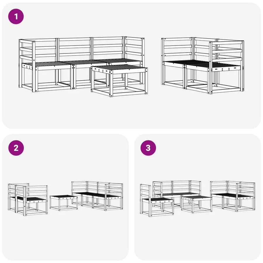 Ensemble de canapés d'extérieur 6 pcs Blanc 59 x 59 x 37 cm - 7