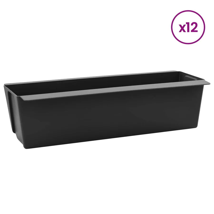 Caisses à fleurs pour palettes Euro 12 pcs Noir - 3