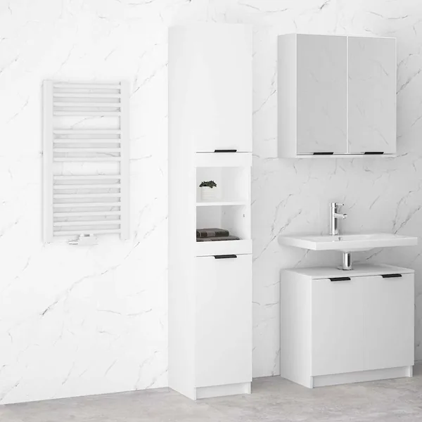 Armoire de salle de bain blanc 32x34x188,5 cm bois d'ingénierie